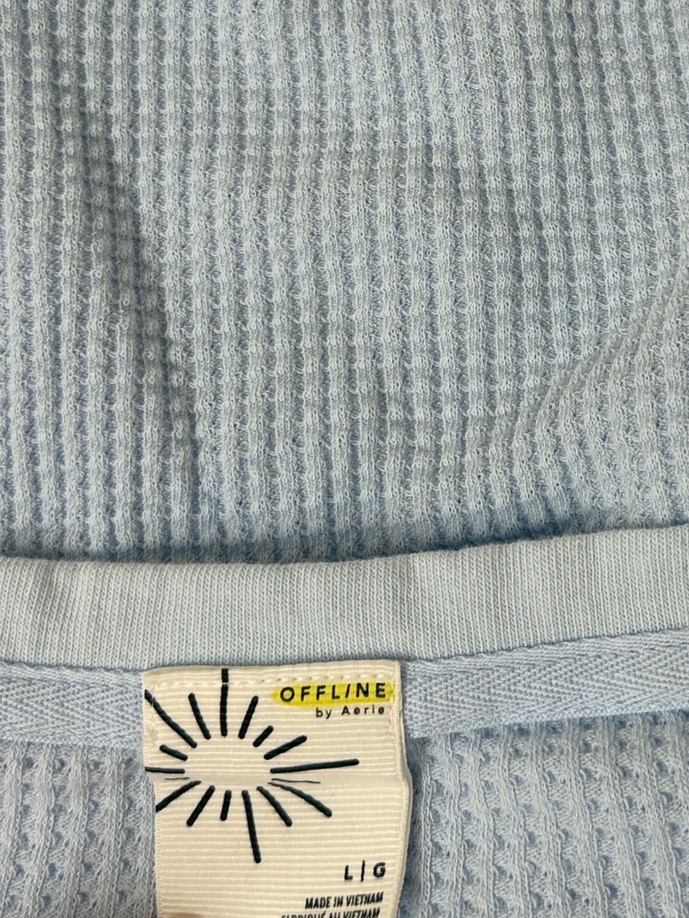 Aerie Offline Pastel Blue Waffle Knit Top - Picture 2 of 5